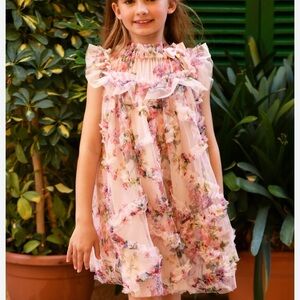 Elegant Pink Floral Kids Dress